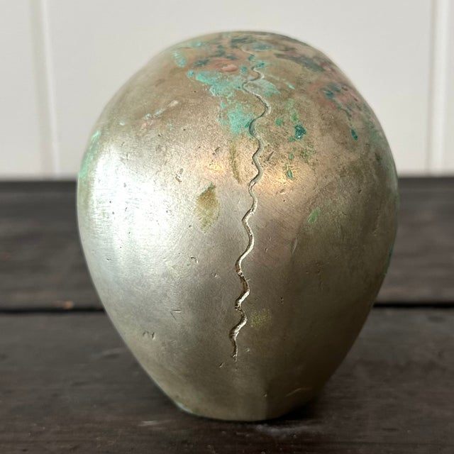 Vintage Nickel Skull Sculpture - Back view
