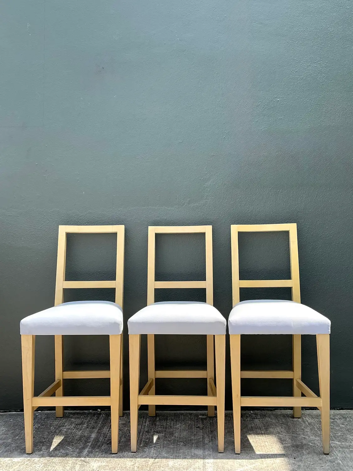 Vintage Niedermaier Pebble Leather Barstools - Set of 3 - Back view