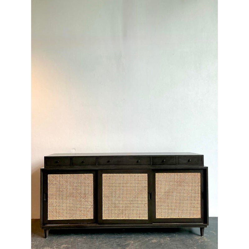 Vintage Noir Hermosa Cane Front Credenza - Top view