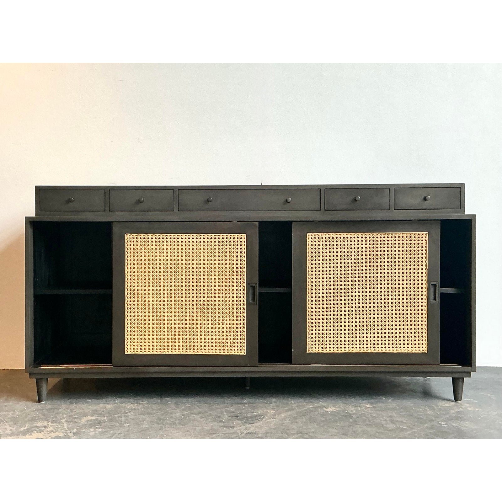 Vintage Noir Hermosa Cane Front Credenza - Side view