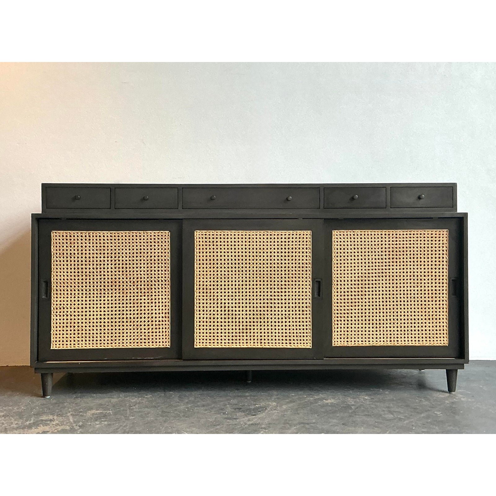 Vintage Noir Hermosa Cane Front Credenza - Back view