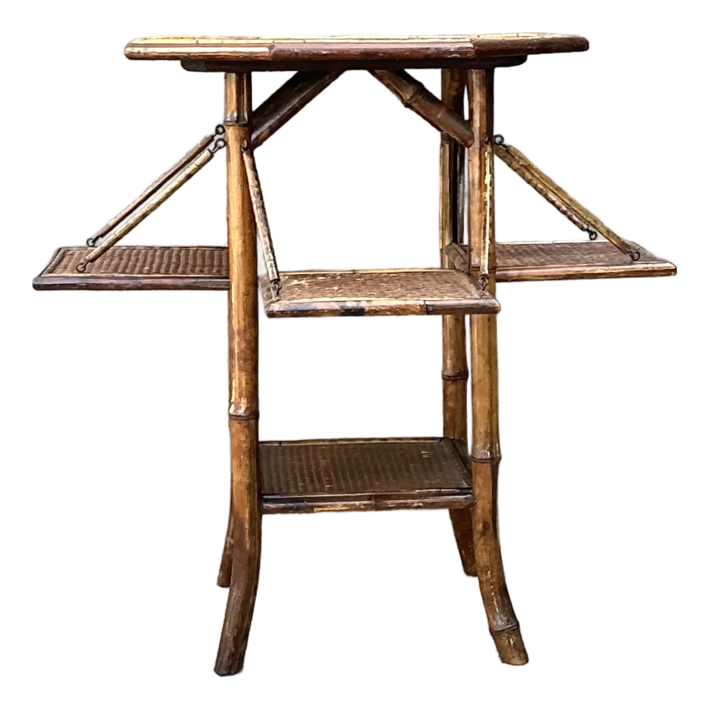 Vintage Octagon Bamboo Side Table - Detail view