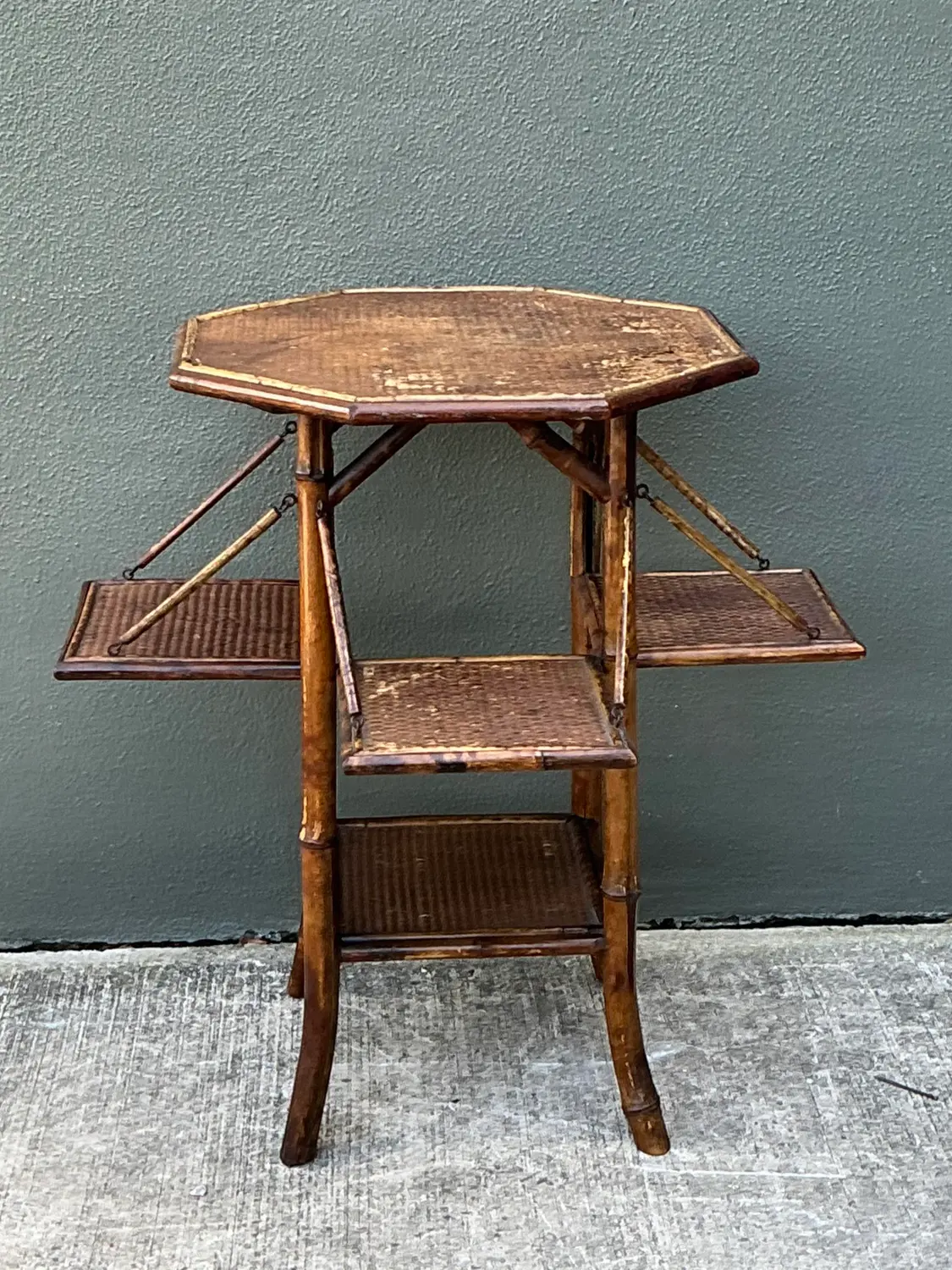 Vintage Octagon Bamboo Side Table - Top view