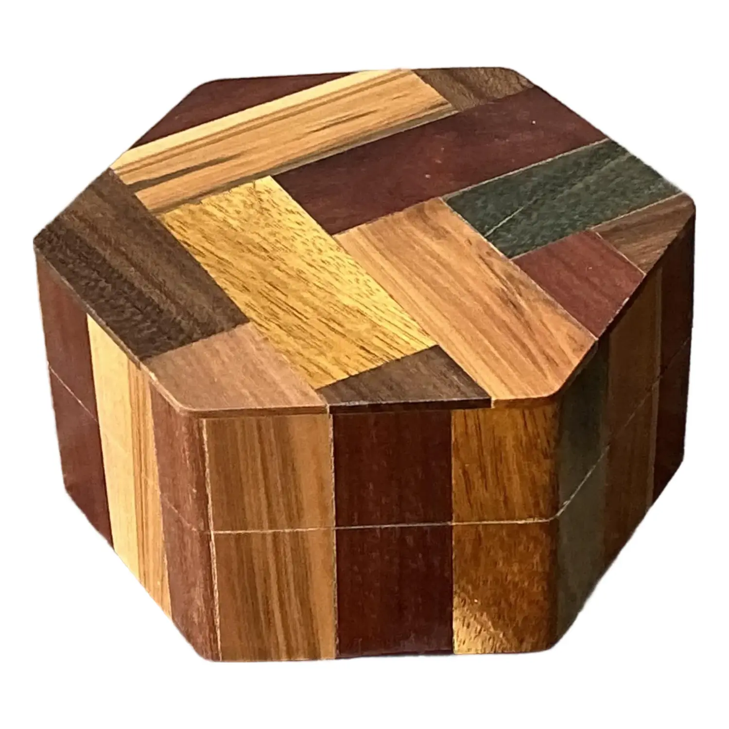 Vintage Octagon Marquetry Hexagon Box