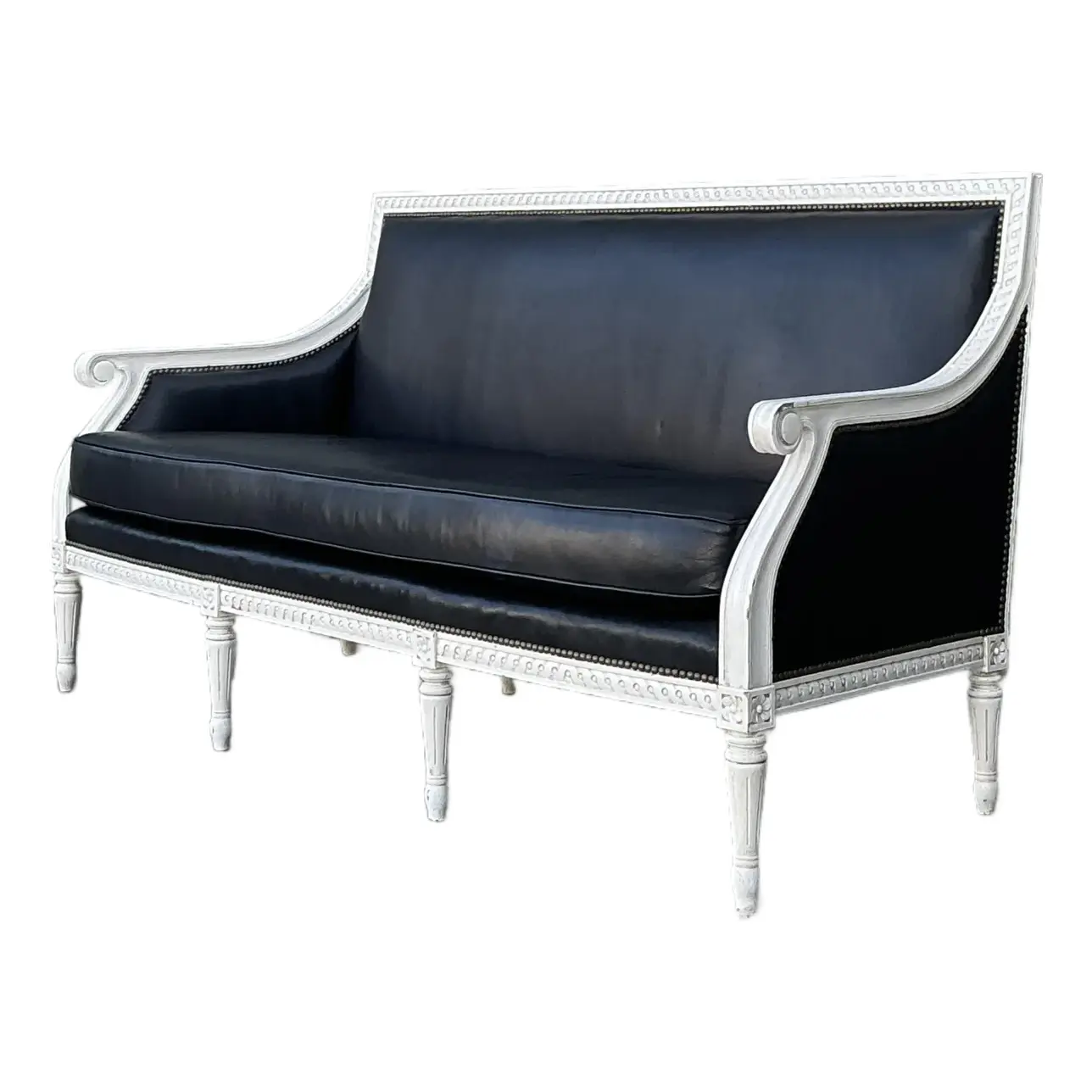 Vintage Oly “Hanna” Leather Louis XVI Style Sofa