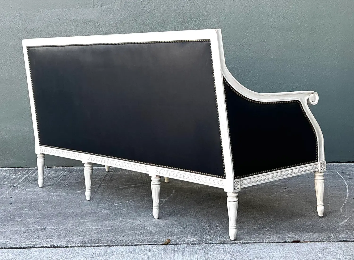 Vintage Oly “Hanna” Leather Louis XVI Style Sofa - Side view