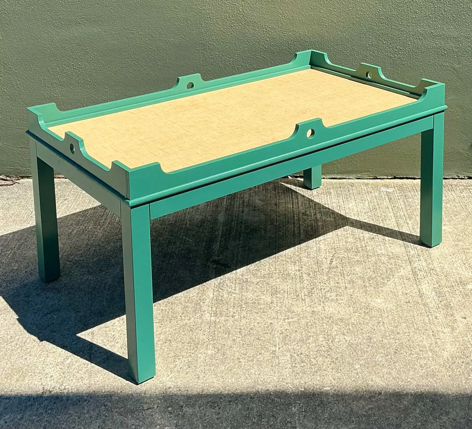 Vintage Oomph Lacquered Coffee Table With Seagrass Top - Back view