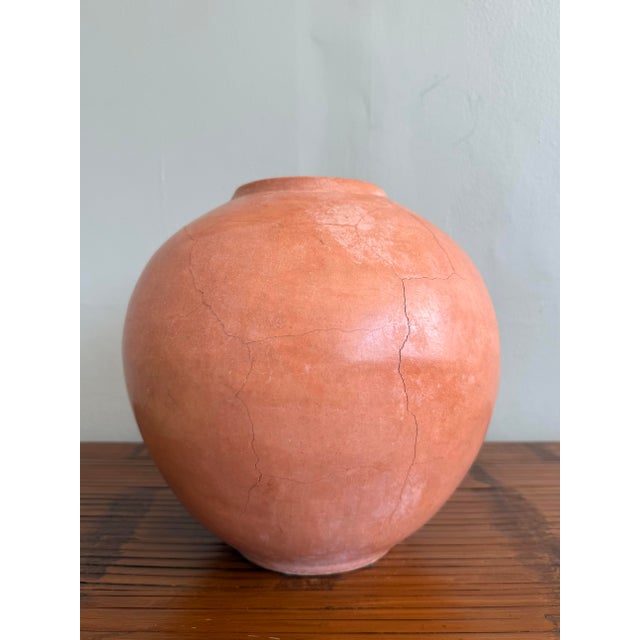 Vintage Orange Cermamic Vase - Detail view