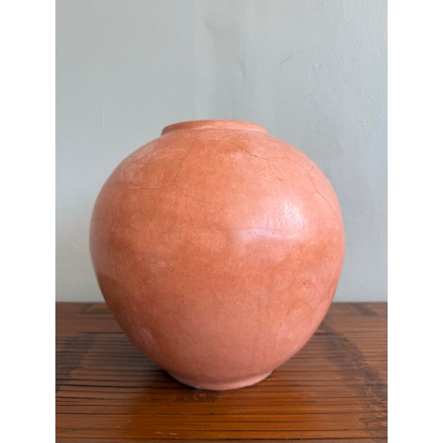 Vintage Orange Cermamic Vase - Top view