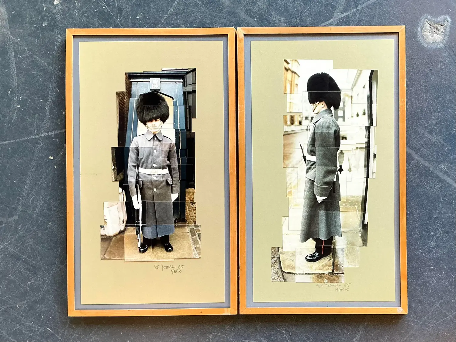 Vintage Original 1980s Collage on Paper - Set of 2 - Side view