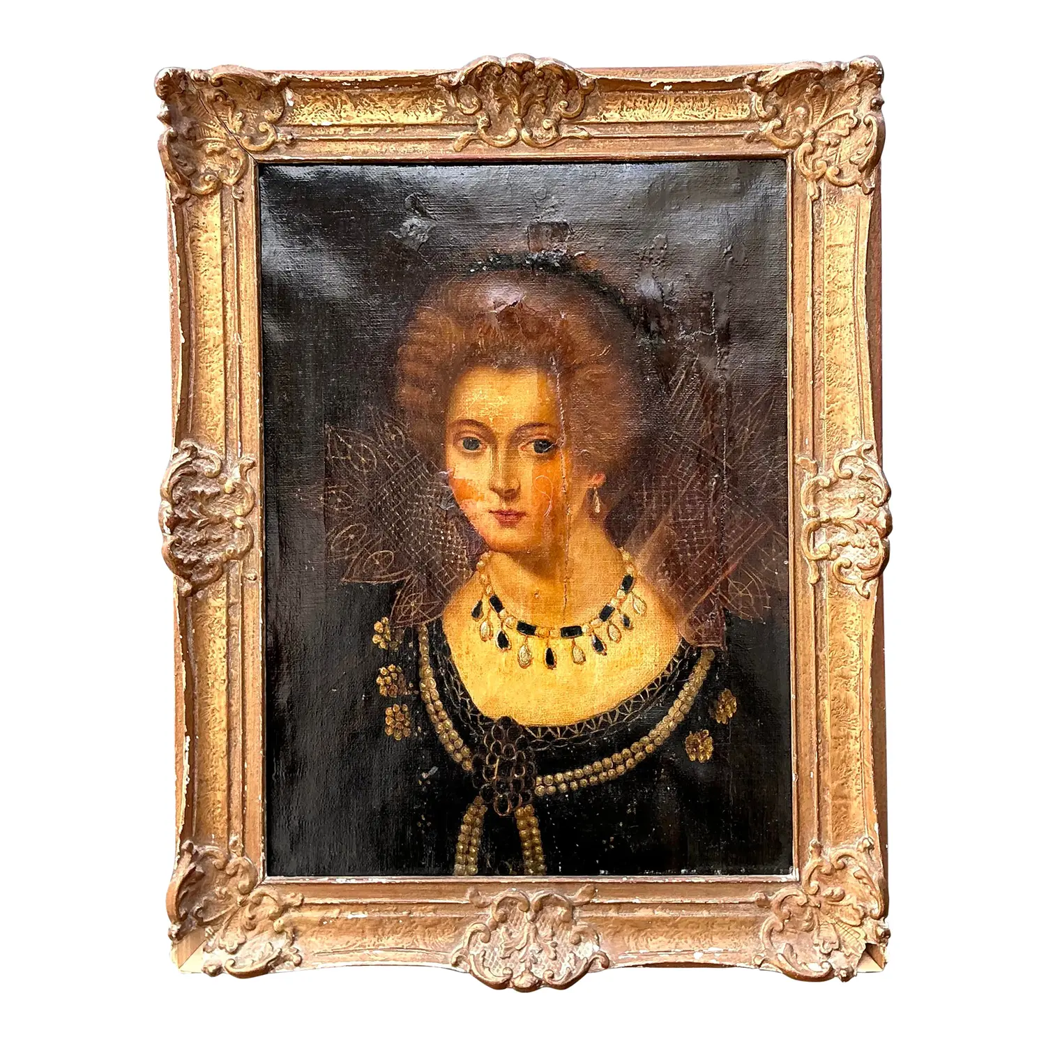 Vintage Original 19th Century Oil Portrait on Canvas