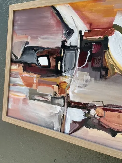 Vintage Original Abstract Oil on Canvas - Top view