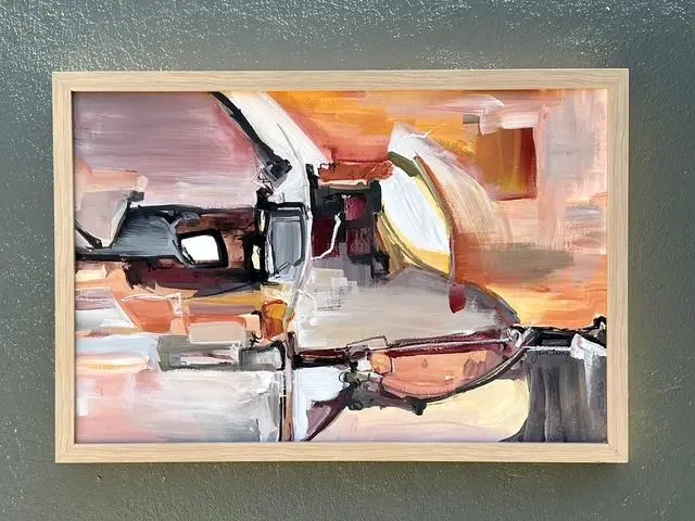 Vintage Original Abstract Oil on Canvas - Detail view