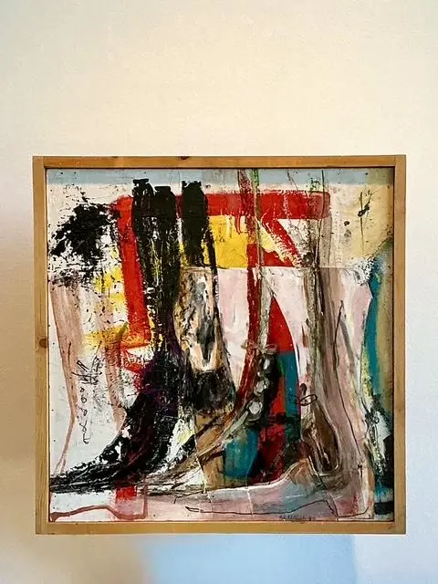 Vintage Original Abstract Oil on Canvas - Detail view