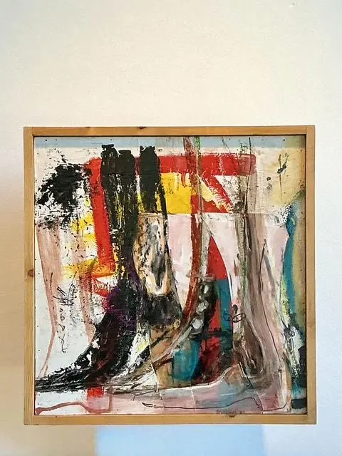 Vintage Original Abstract Oil on Canvas - Side view
