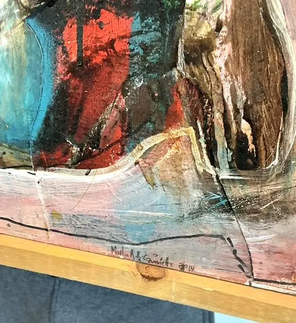 Vintage Original Abstract Oil on Canvas - Back view