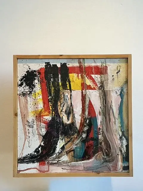 Vintage Original Abstract Oil on Canvas - Top view