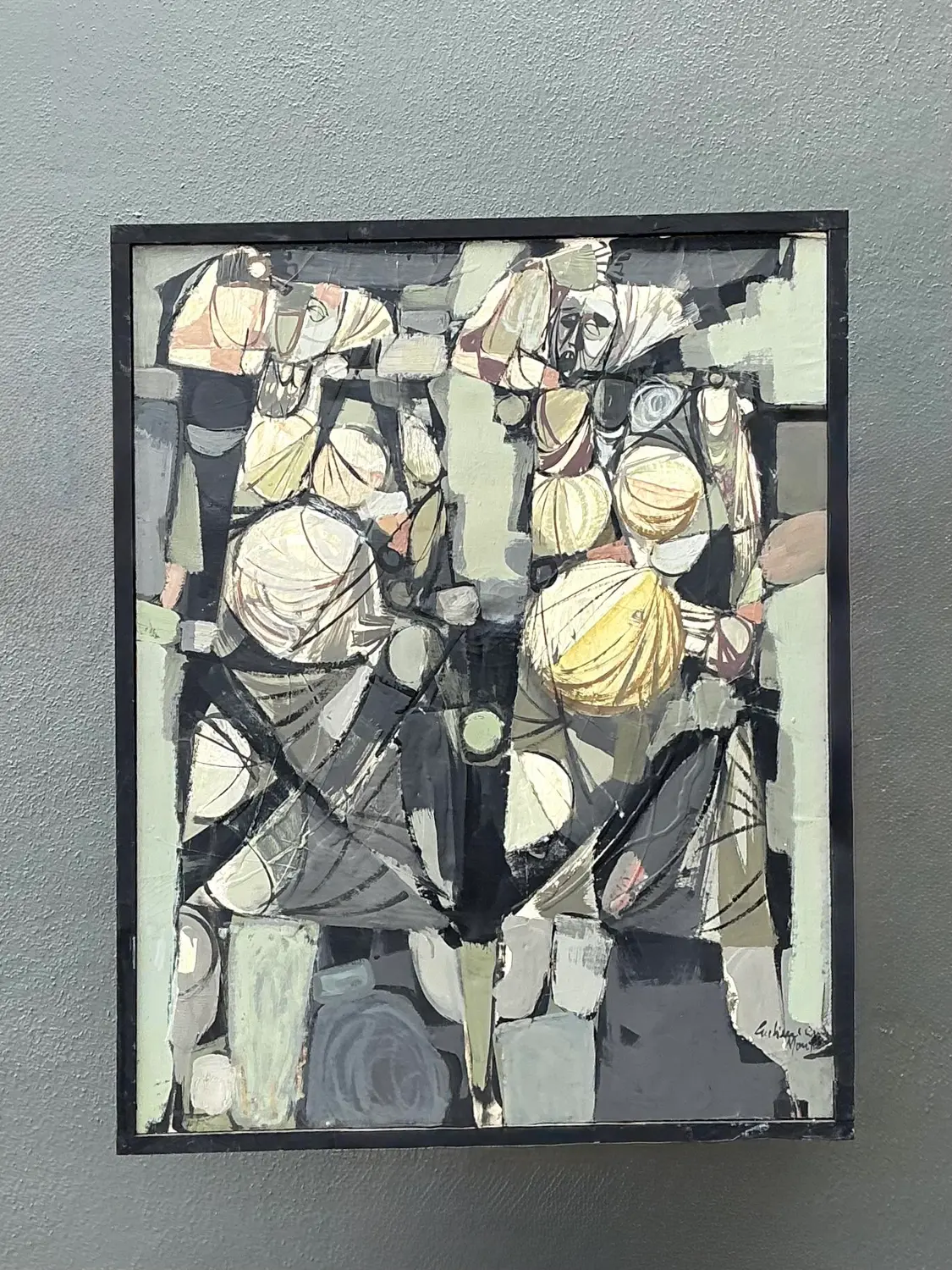 Vintage Original Abstract Oil on Canvas