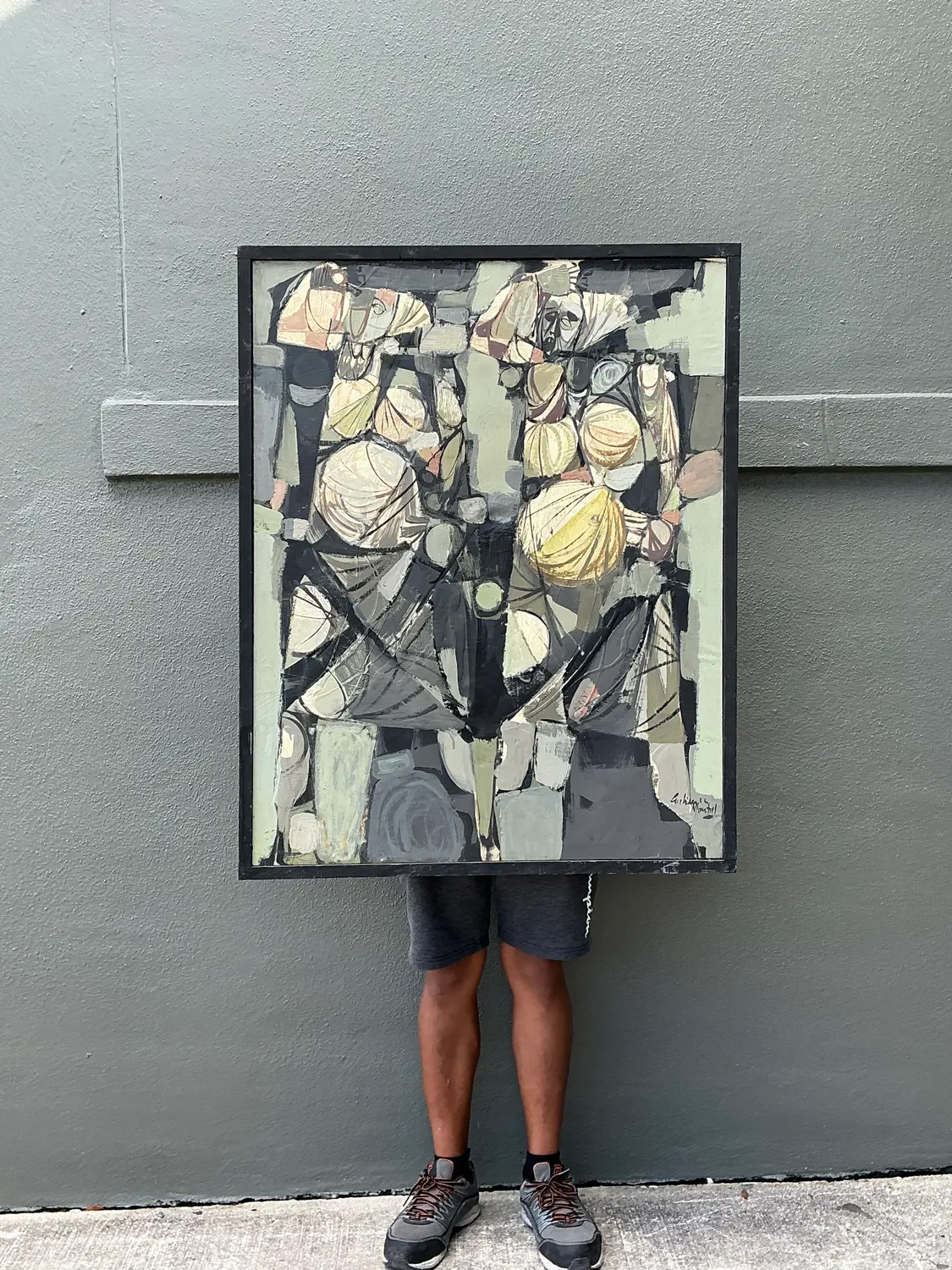 Vintage Original Abstract Oil on Canvas - Top view