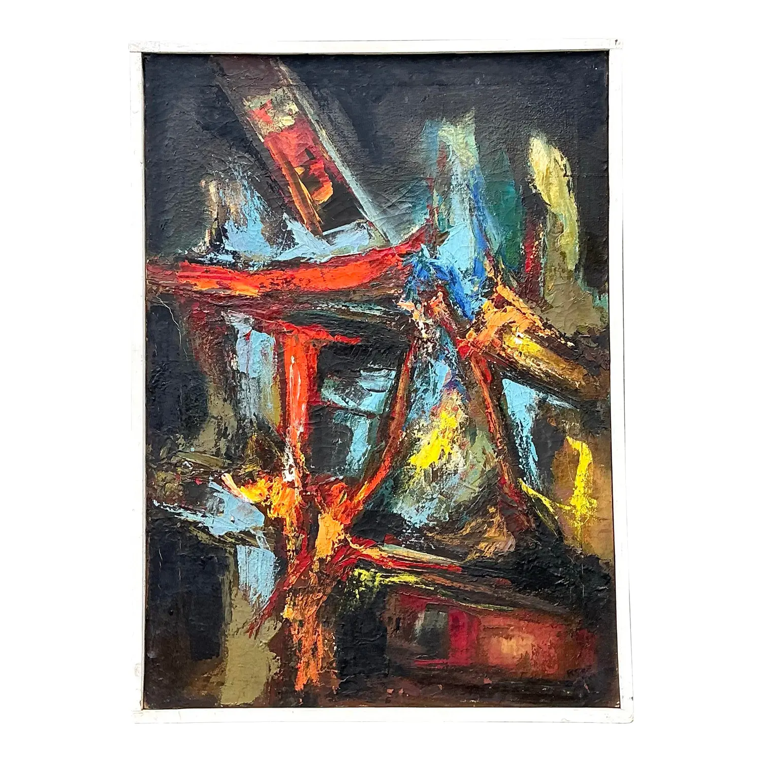Vintage Original Abstract Oil on Canvas