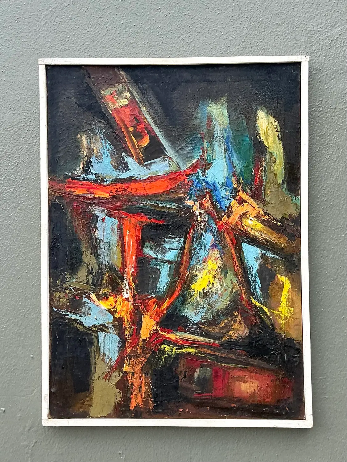 Vintage Original Abstract Oil on Canvas - Side view