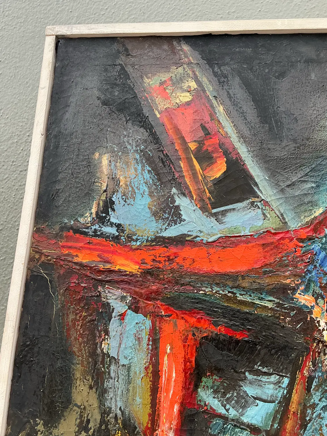 Vintage Original Abstract Oil on Canvas - Back view