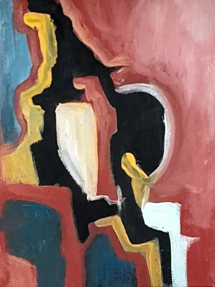 Vintage Original Abstract Oil on Canvas - Side view
