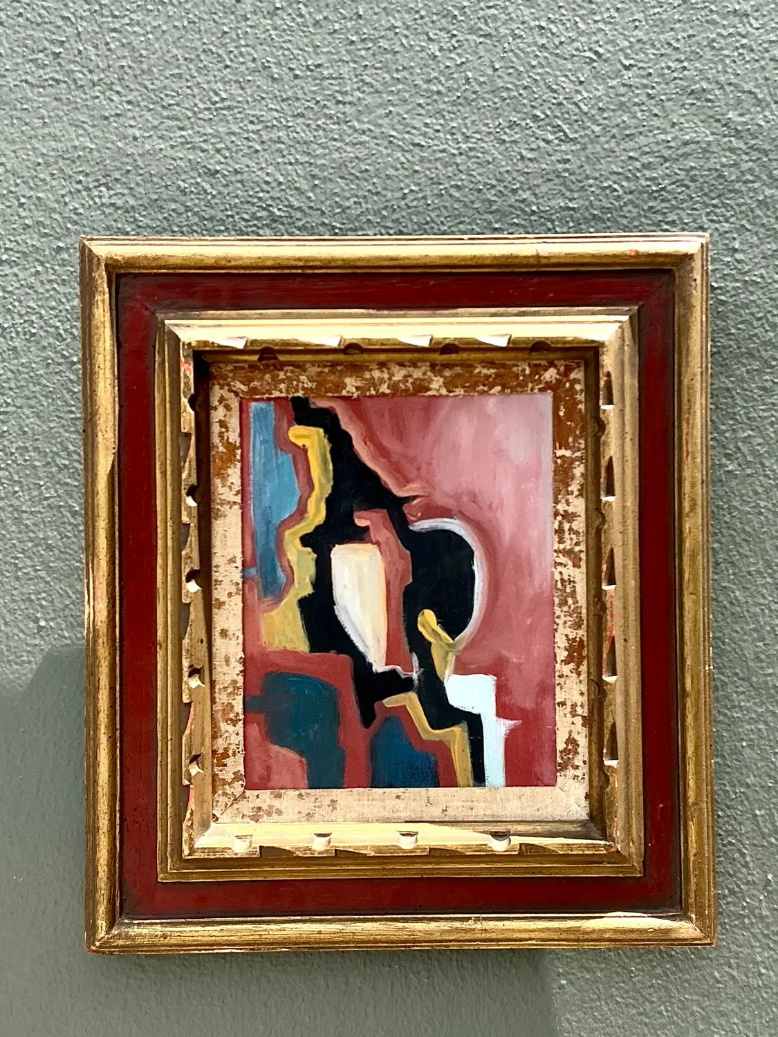 Vintage Original Abstract Oil on Canvas - Back view
