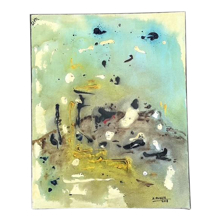 Vintage Original Abstract Oil on Canvas - Detail view
