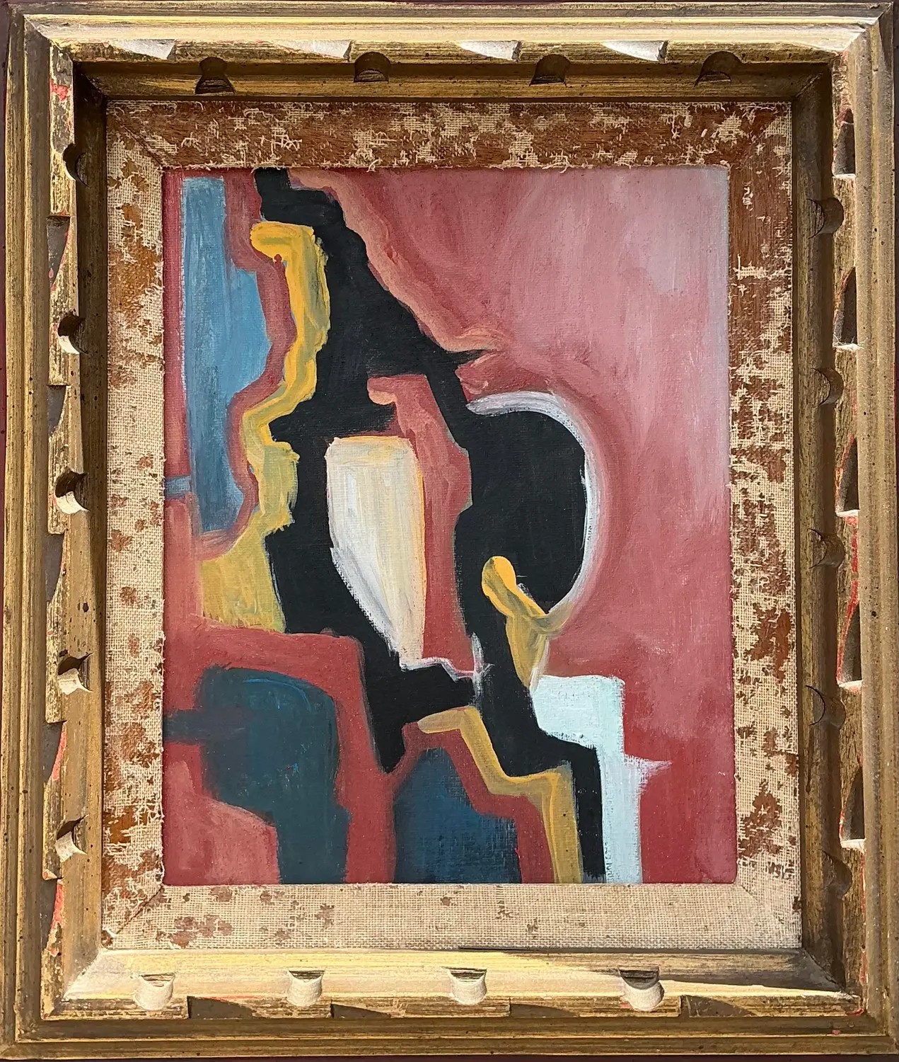 Vintage Original Abstract Oil on Canvas - Top view