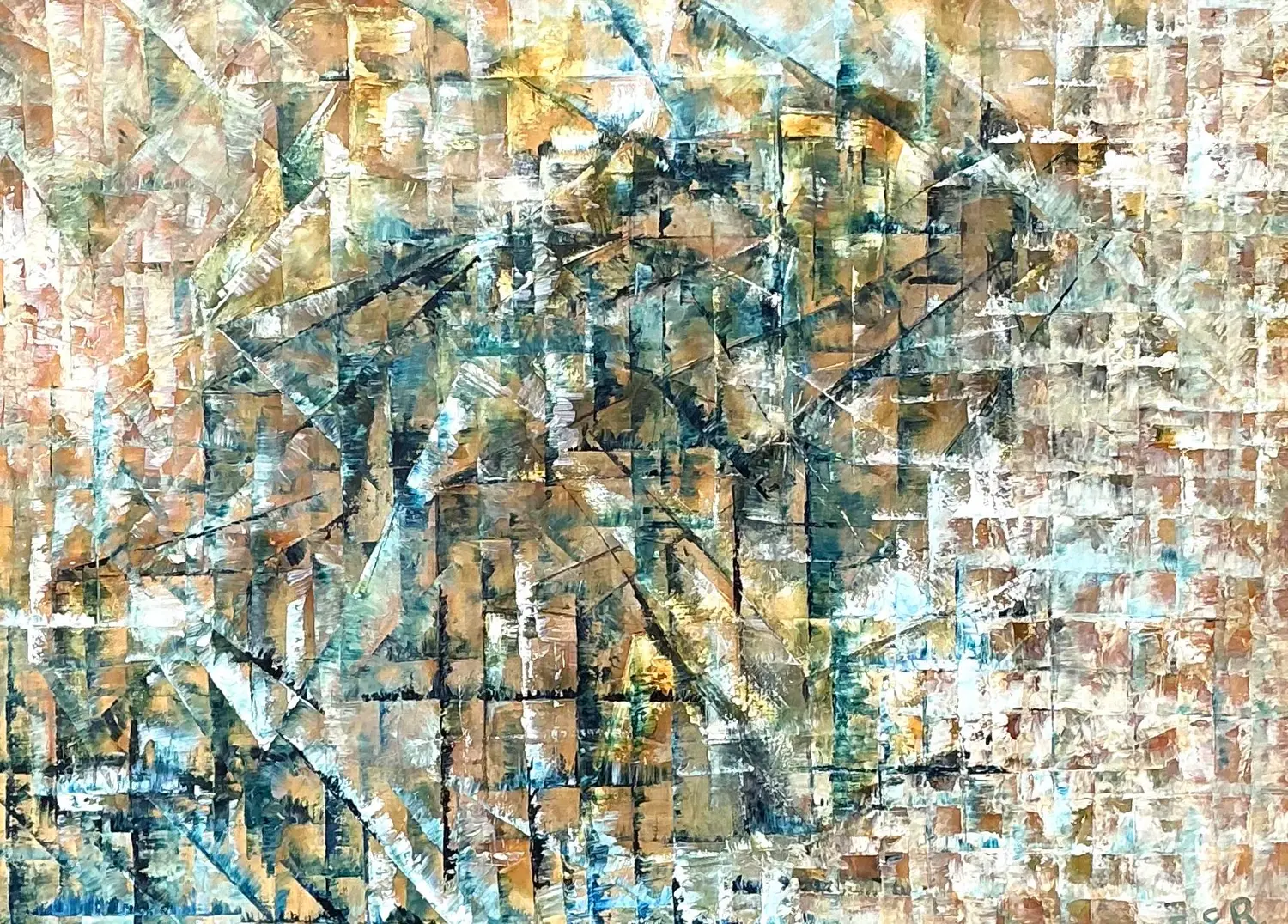 Vintage Original Abstract Oil on Painting - Detail view