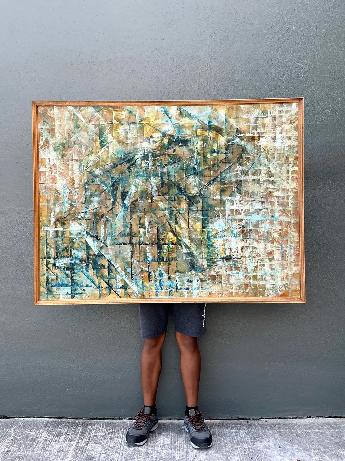 Vintage Original Abstract Oil on Painting - Back view