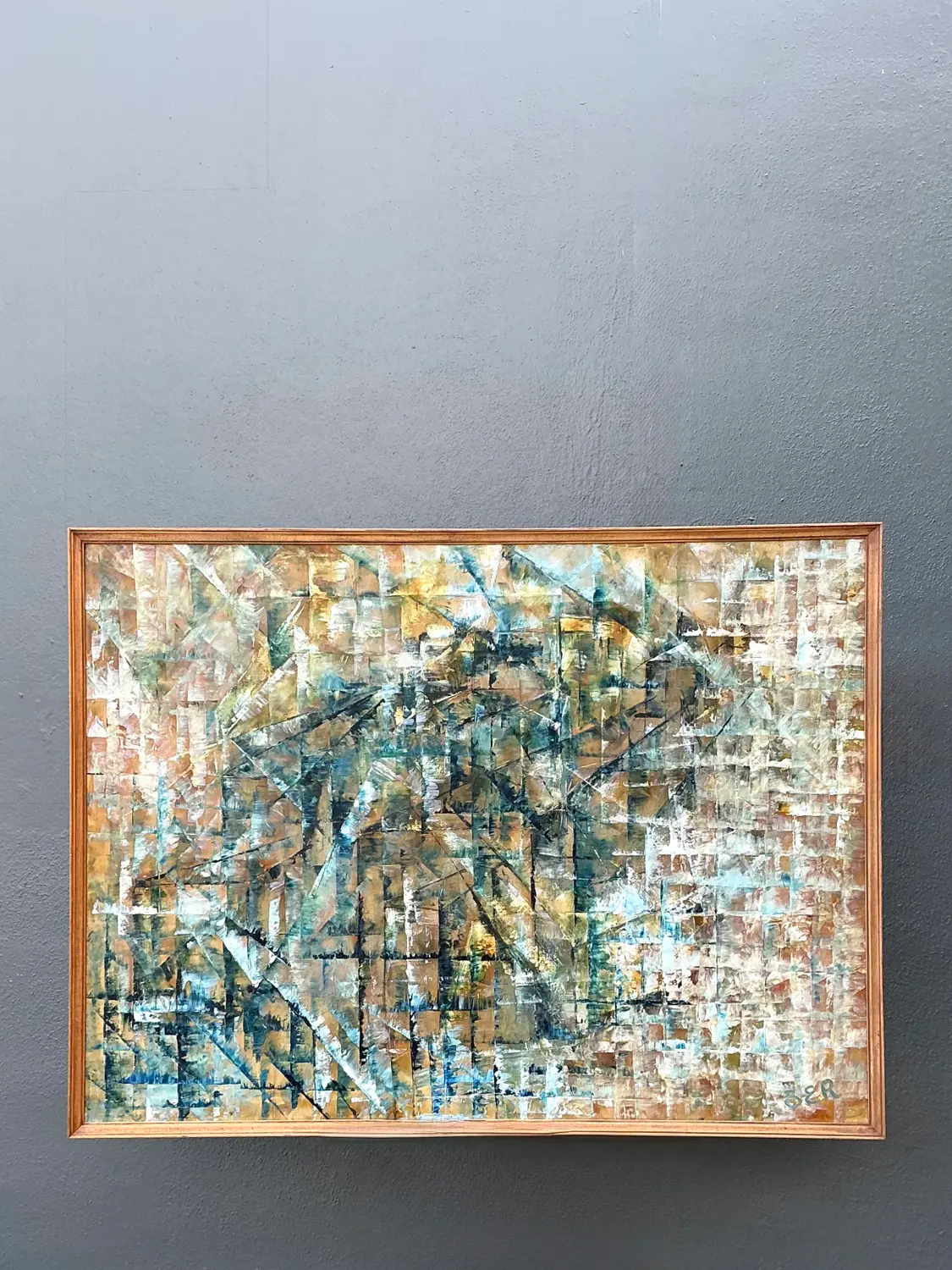 Vintage Original Abstract Oil on Painting - Top view