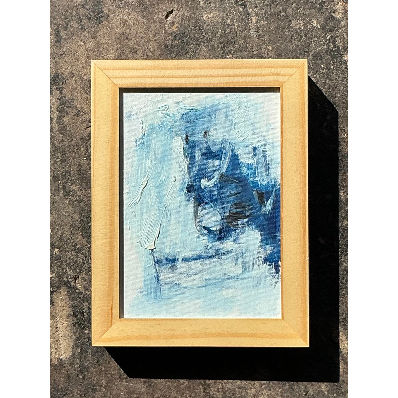 Vintage Original Abstract Oil Painting on Board - Side view
