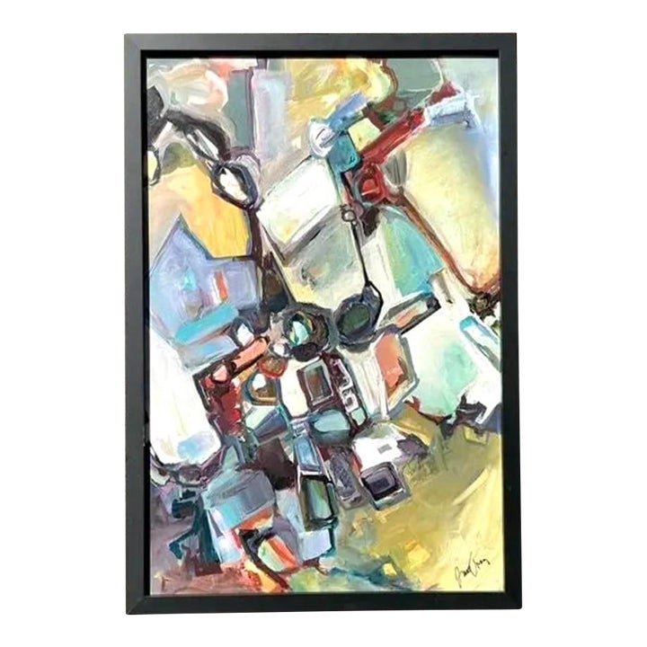 Vintage Original Abstract Oil Painting on Board