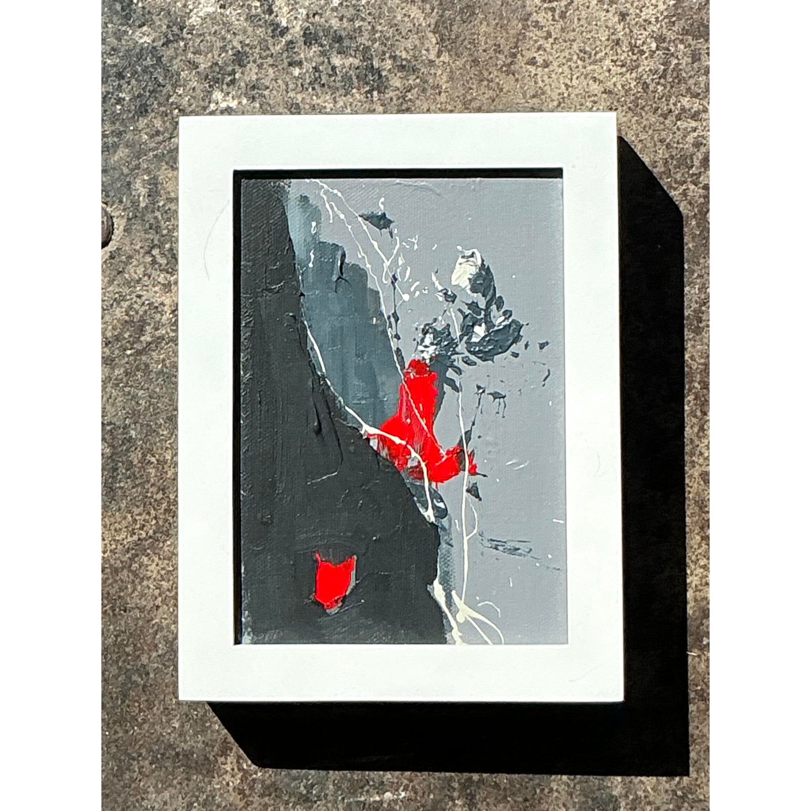 Vintage Original Abstract Oil Painting on Canvas - Top view