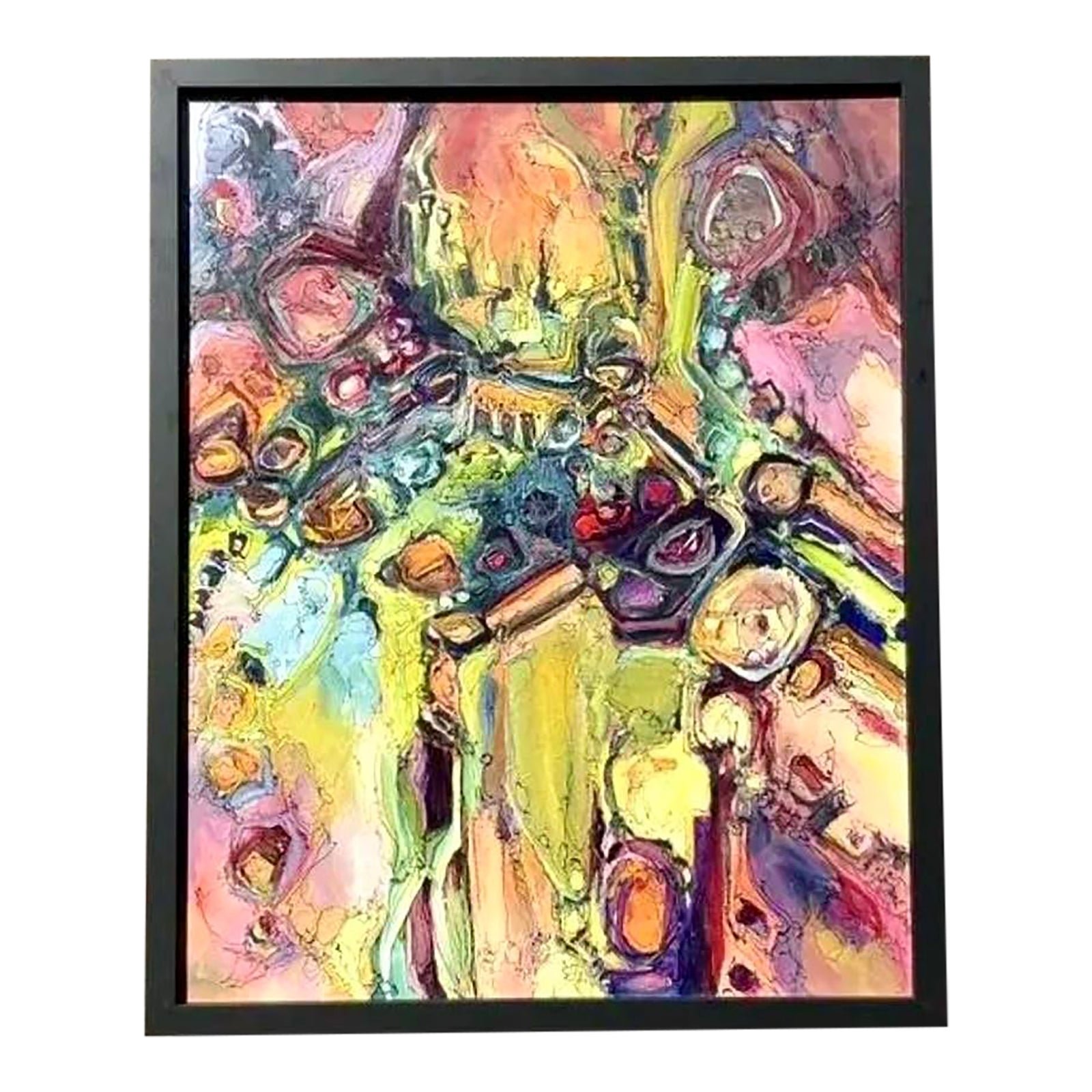 Vintage Original Abstract Oil Painting on Canvas