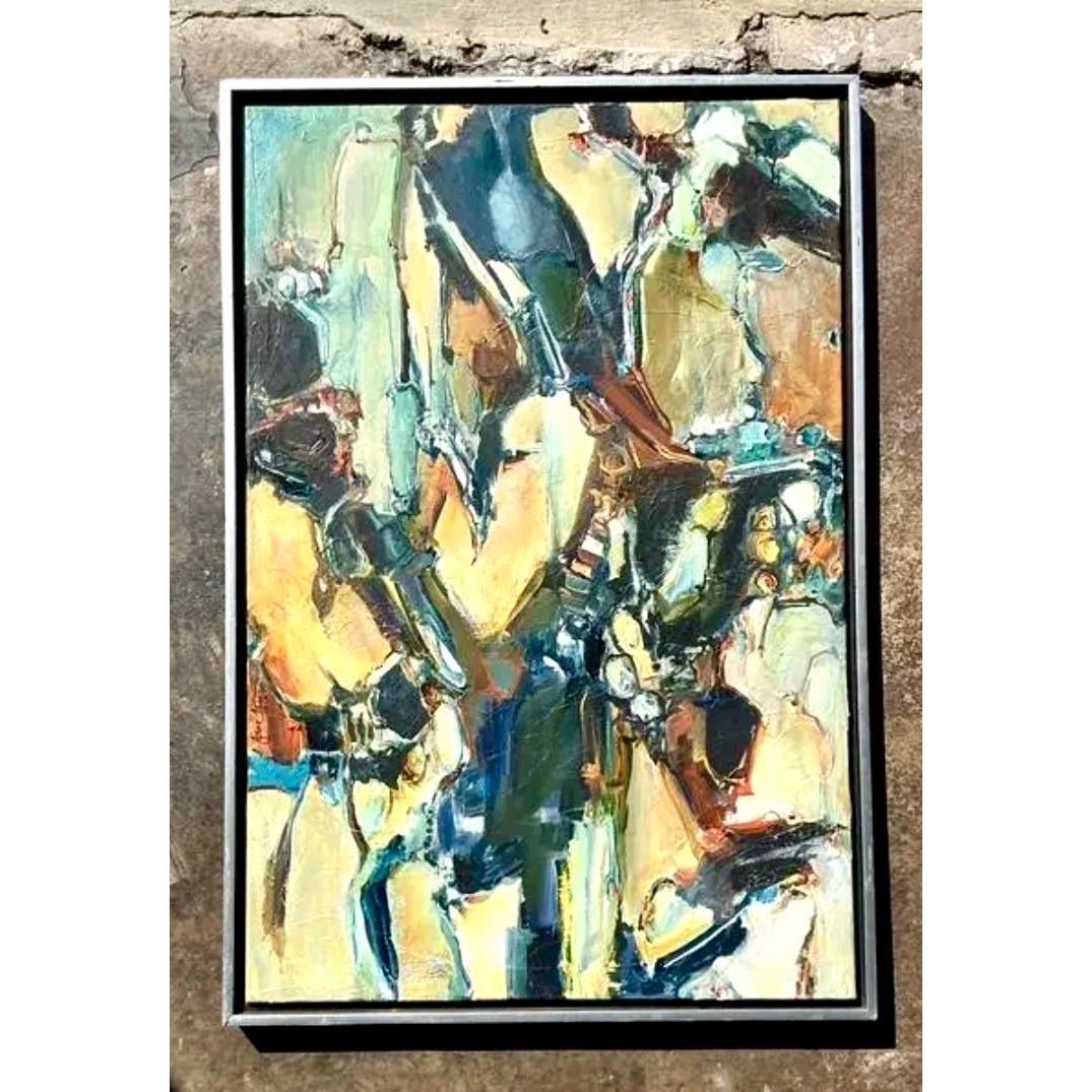 Vintage Original Abstract Oil Painting on Canvas