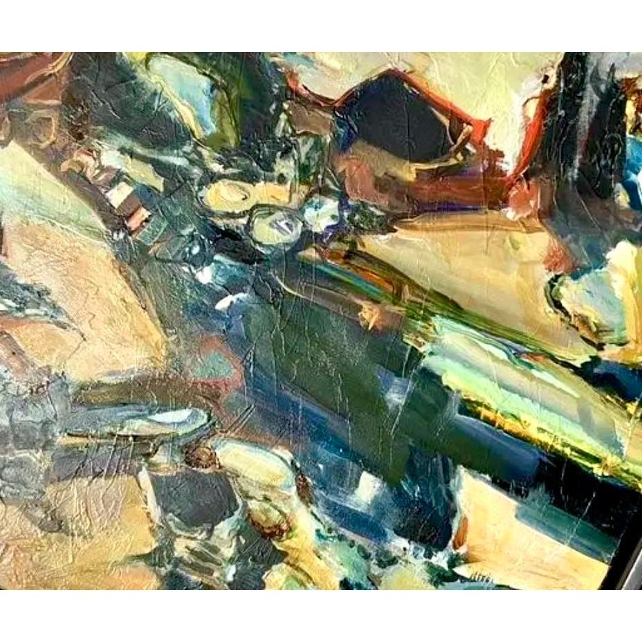 Vintage Original Abstract Oil Painting on Canvas - Back view