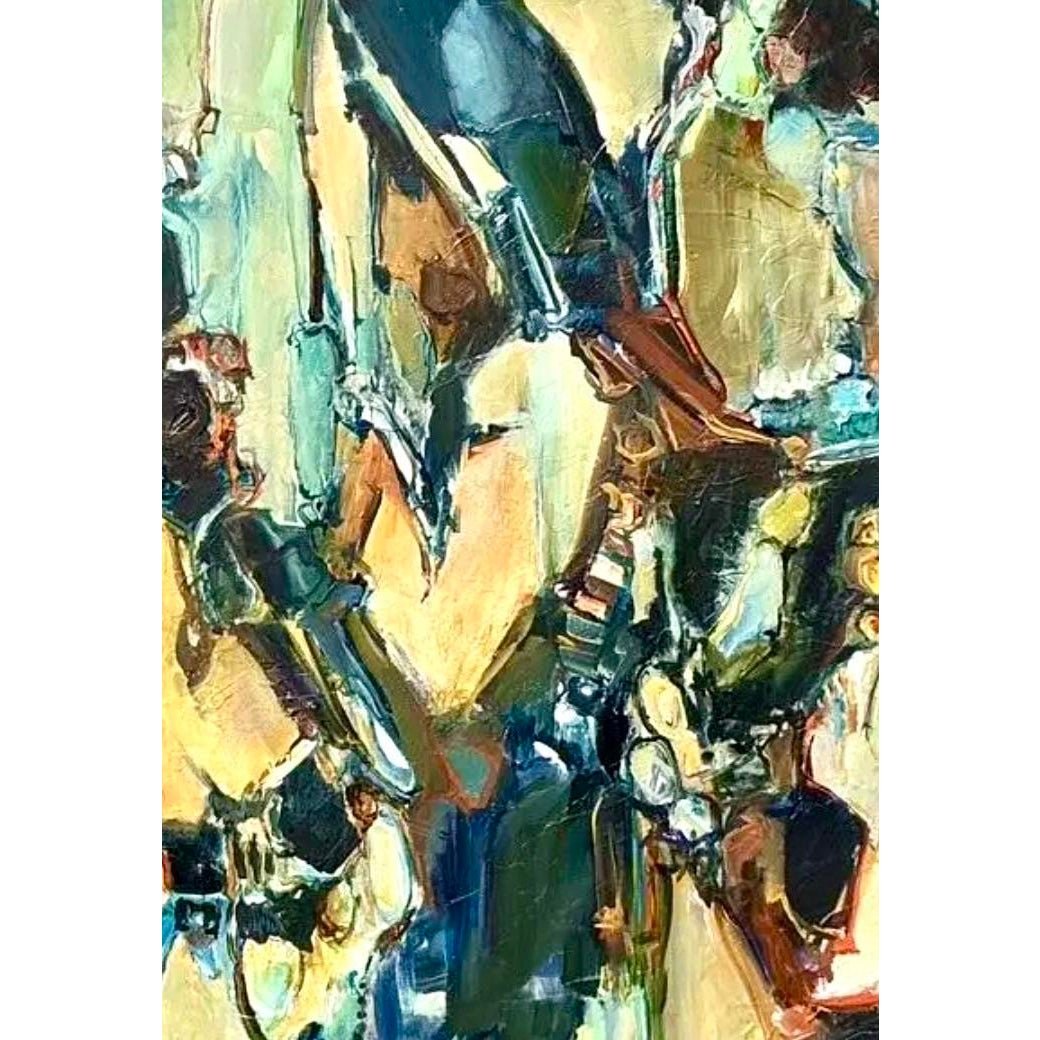 Vintage Original Abstract Oil Painting on Canvas - Detail view