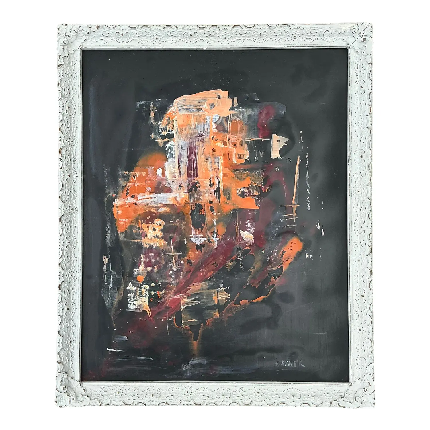 Vintage Original Abstract Oil Painting on Canvas