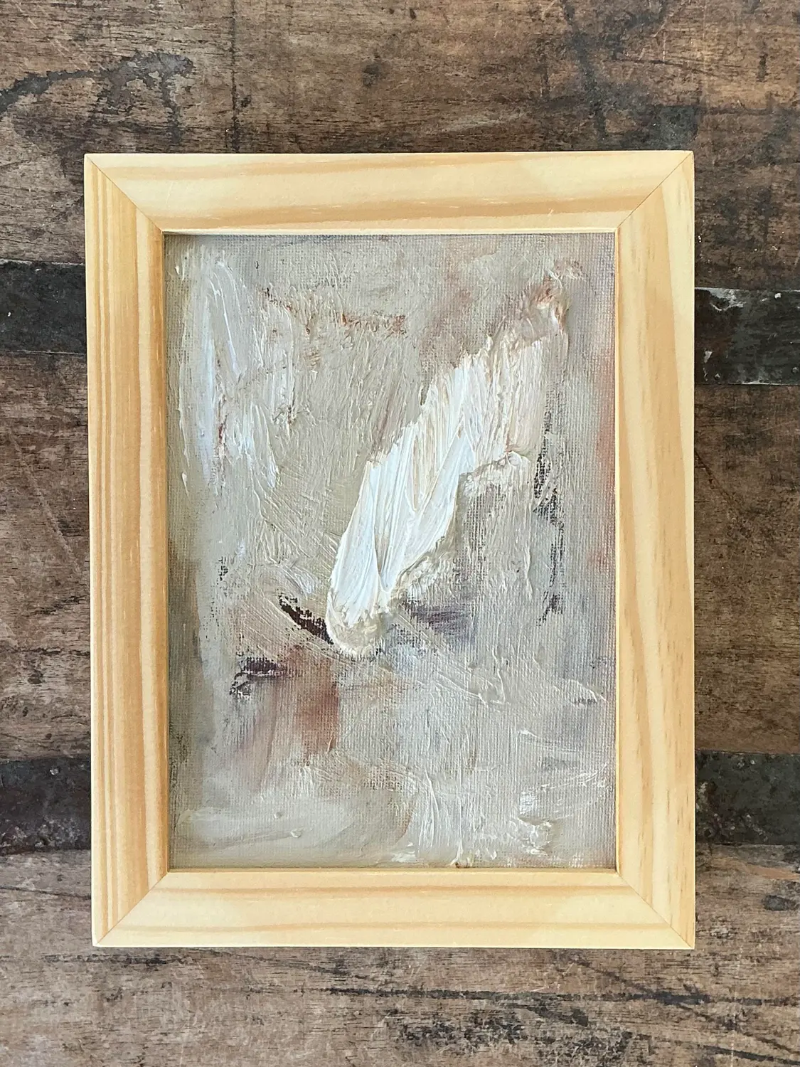 Vintage Original Abstract Painting on Board - Top view