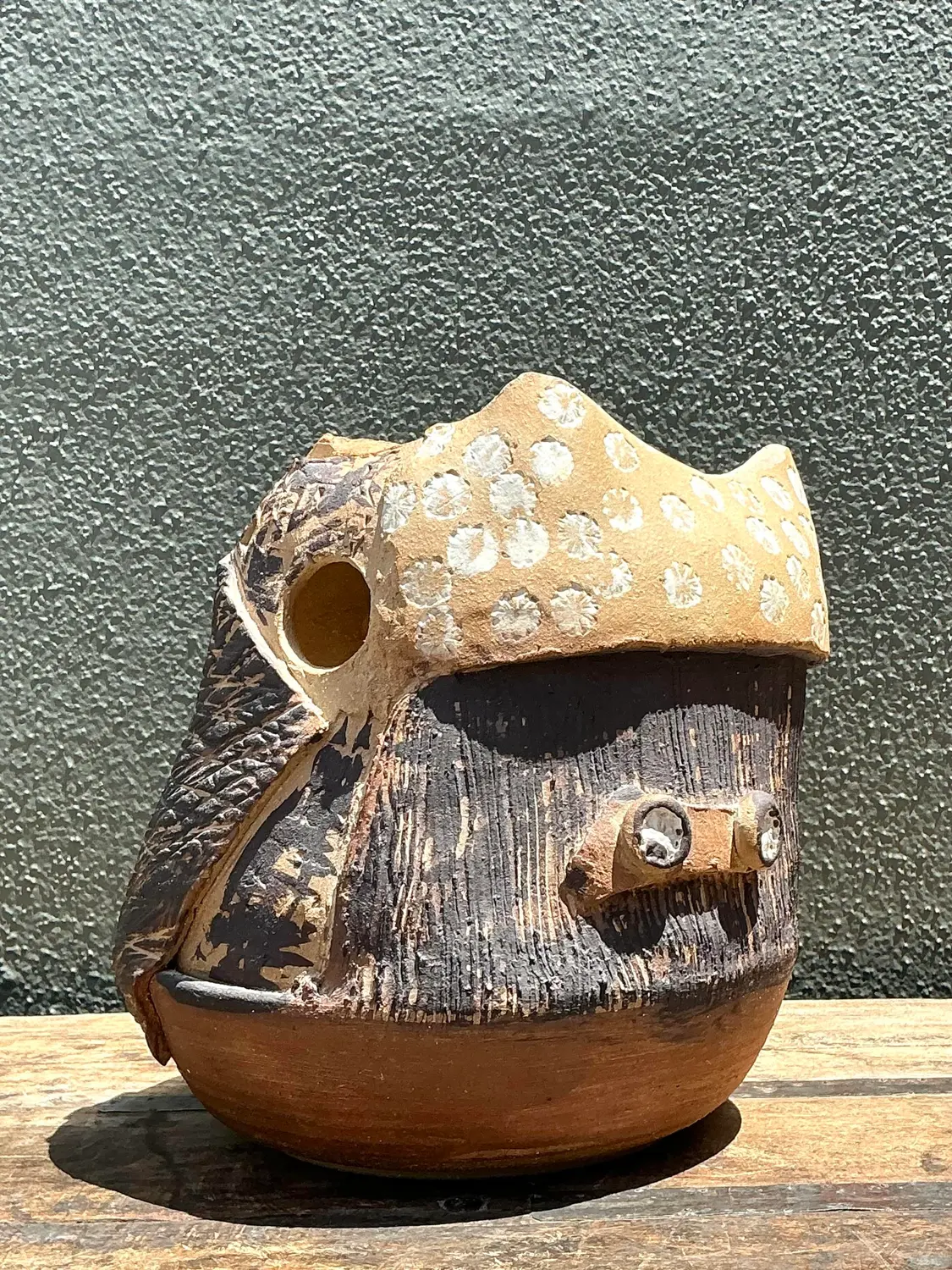 Vintage Original Abstract Studio Pottery Vase - Top view