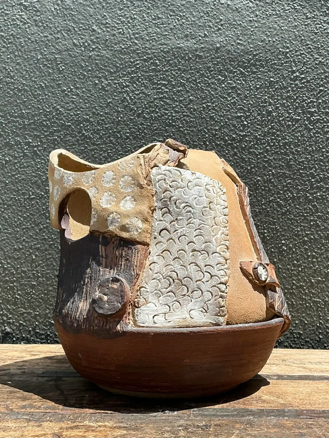 Vintage Original Abstract Studio Pottery Vase - Detail view