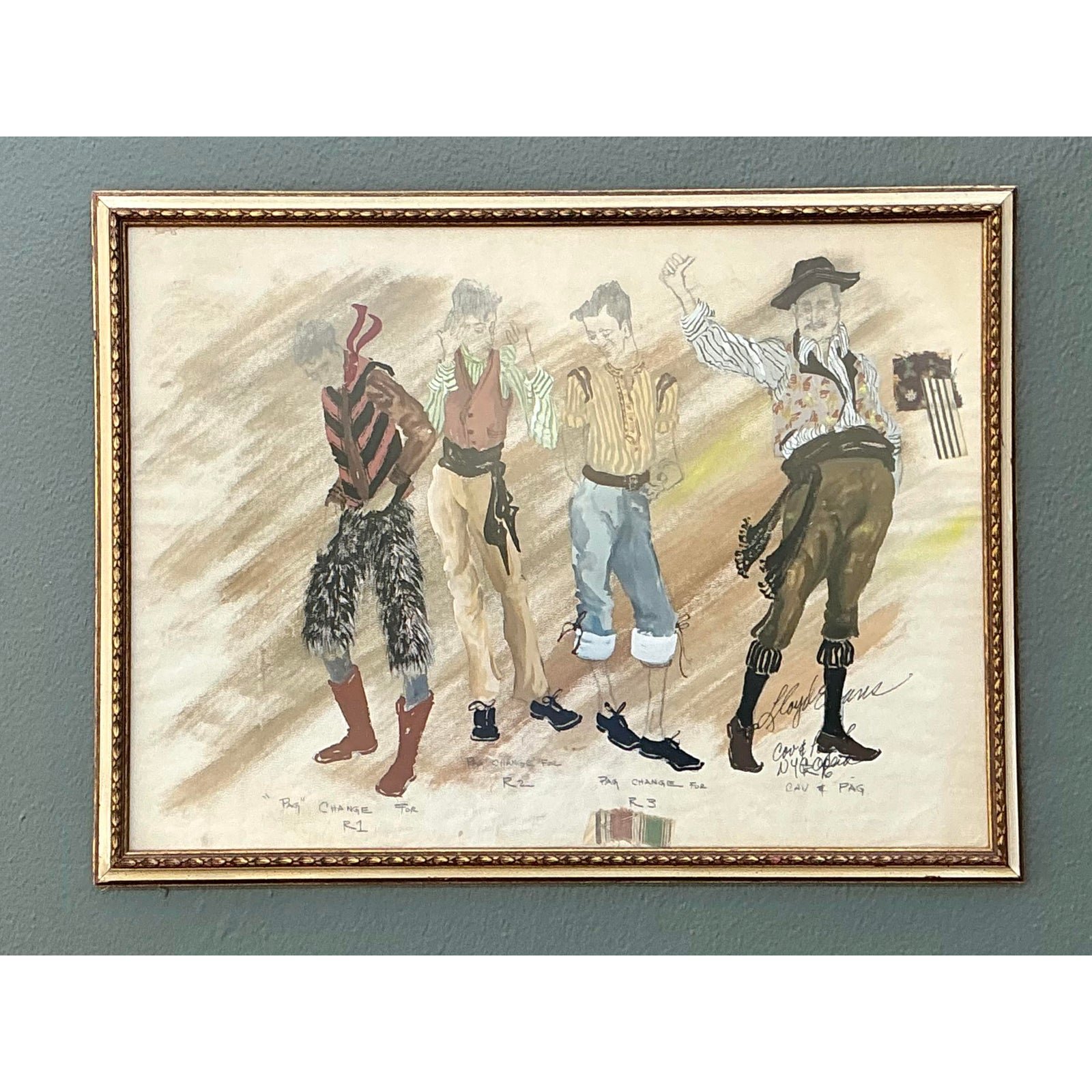 Vintage Original Costume Sketch - Detail view