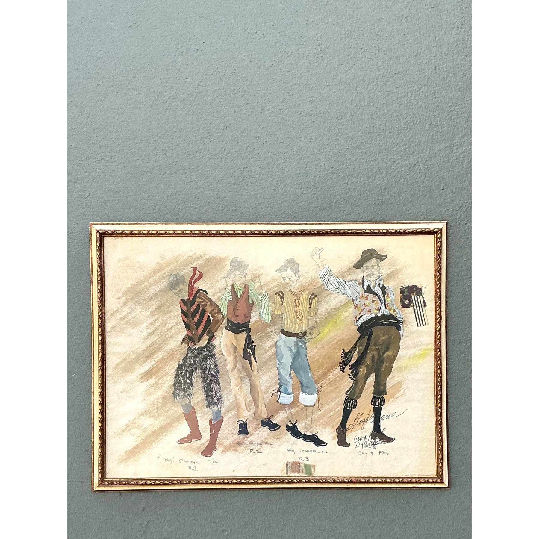 Vintage Original Costume Sketch - Top view