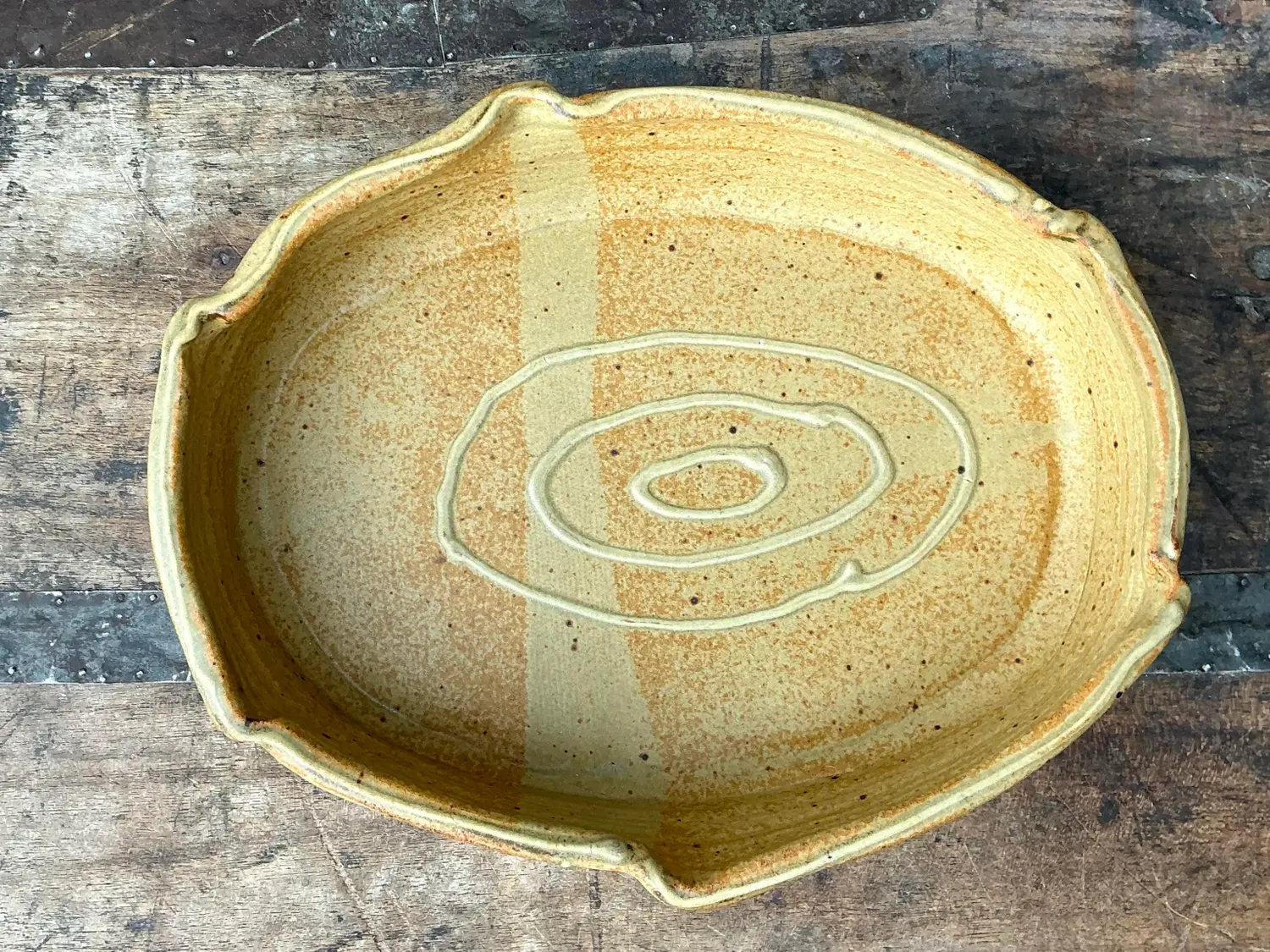 Vintage Original Crimped Edge Serving Platter - Side view