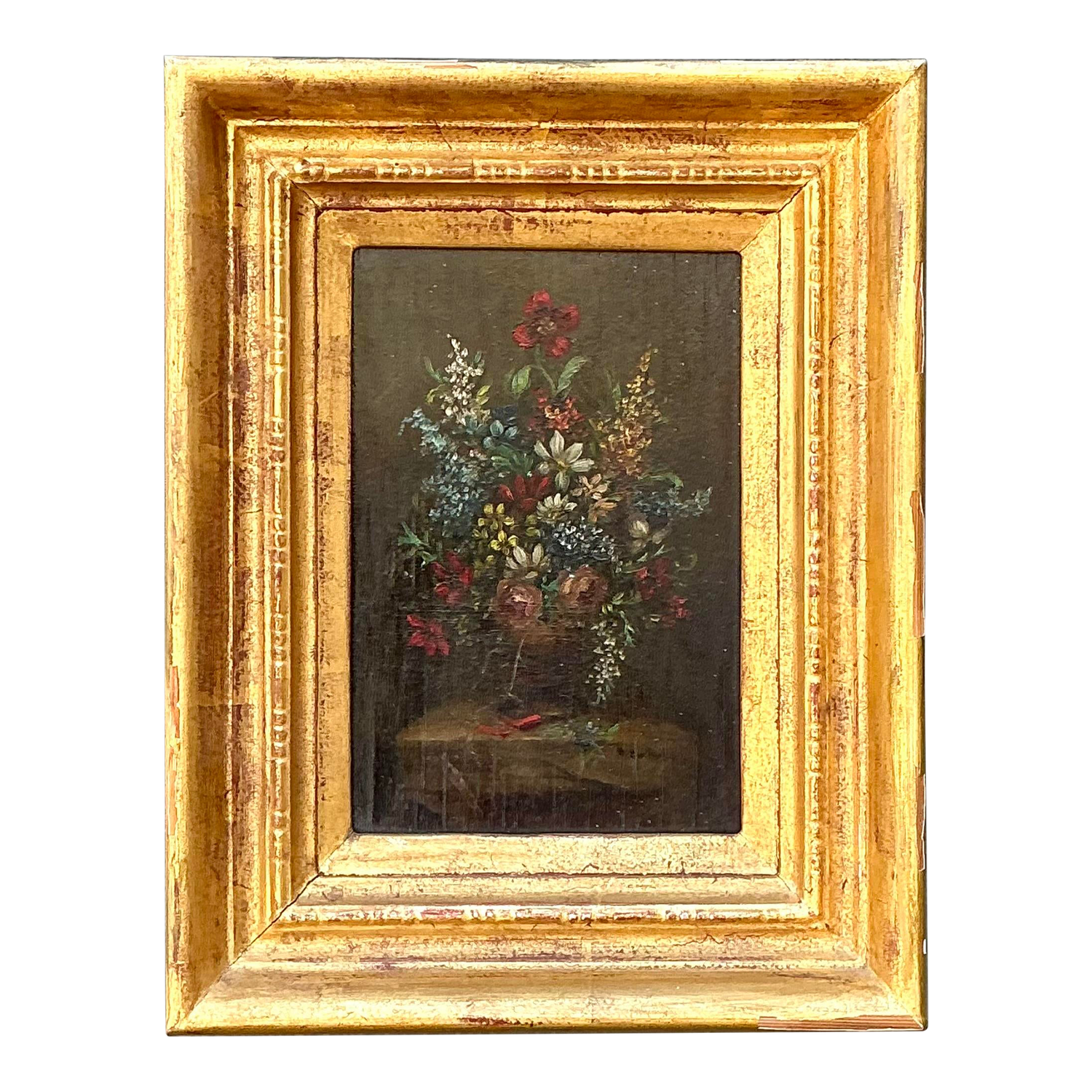 Vintage Original Floral Oil on Canvas - Detail view