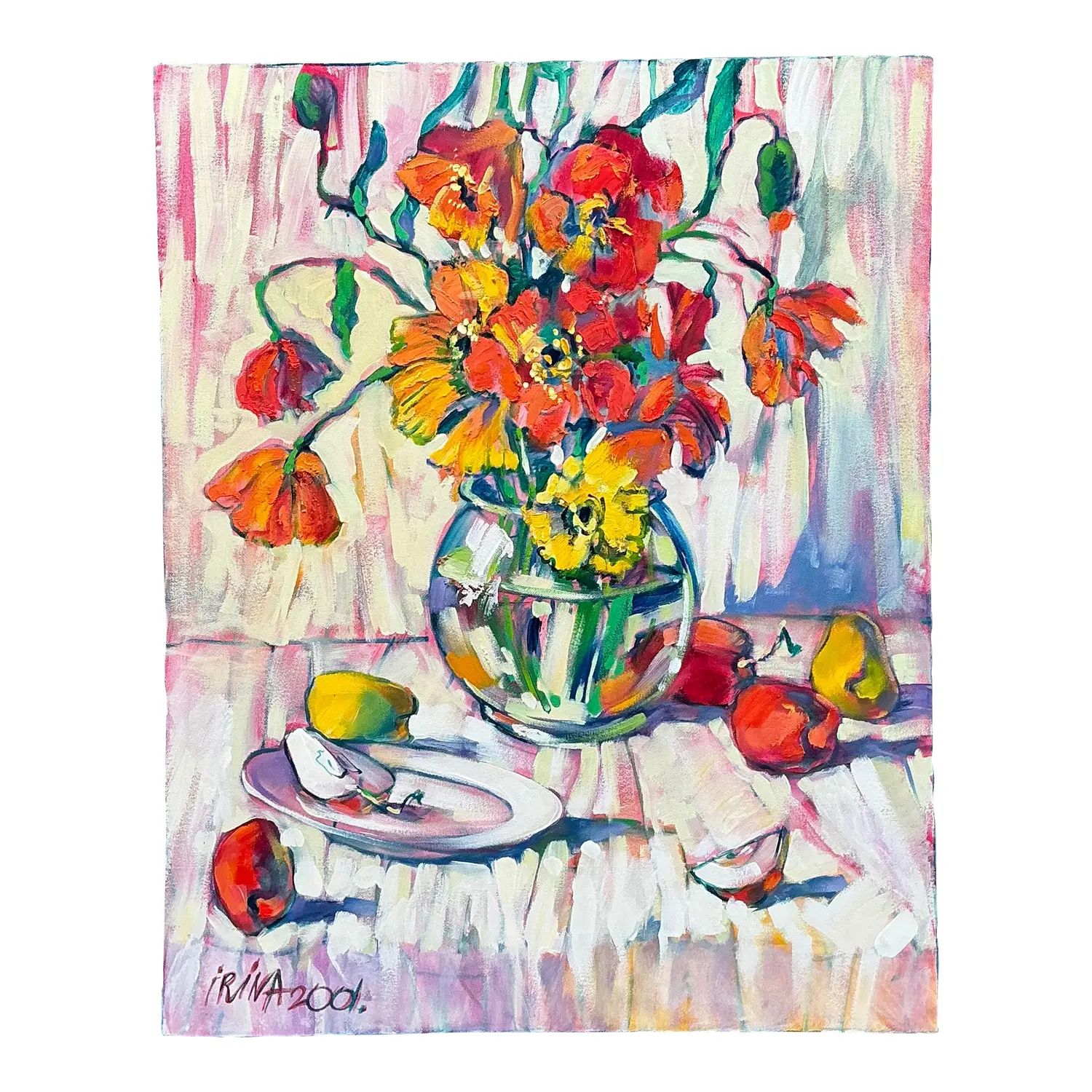 Vintage Original Floral Oil Painting on Canvas