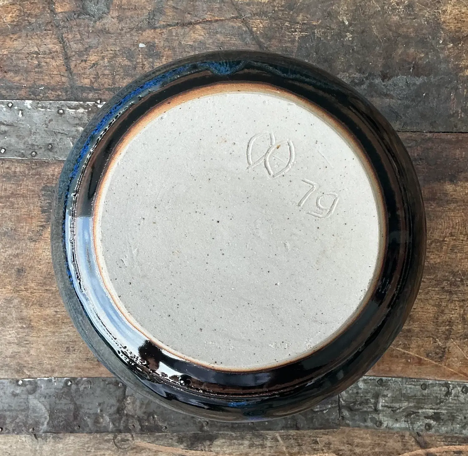 Vintage Original Glazed Studio Pottery Bowl - Top view